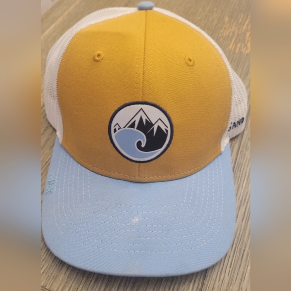 sand and snow Other - Custom Yellow and Blue Cap with Mountain Wave Logo